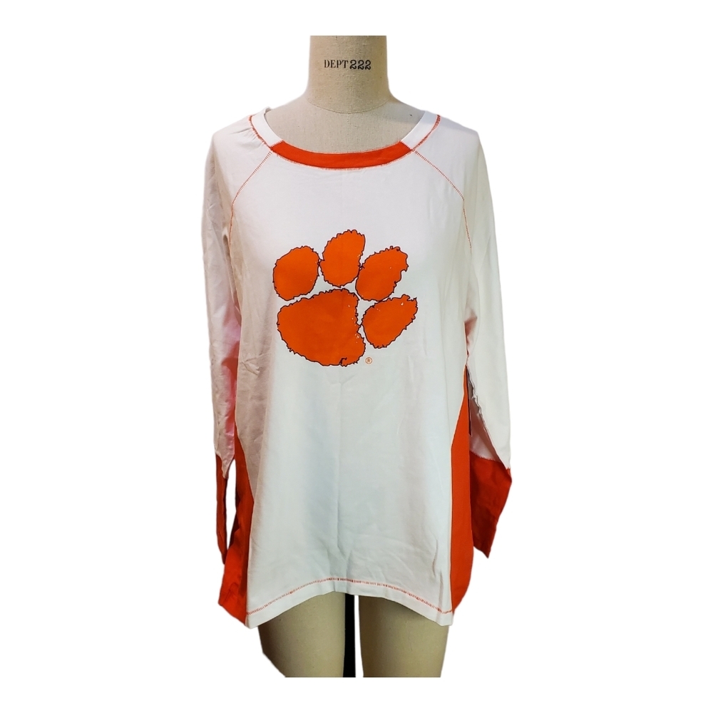 New Women's Licensed Clemson Tigers Two‎ Tone Long Sleeve Shirt Size L